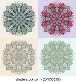 Indian mandala decorative pattern set