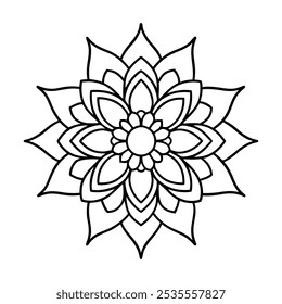 Índia Mandala Flower Line Arte para colorir Páginas