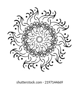 Indian mandala flower pattern for decoration. Mandala line art for coloring pages. Traditional Indian style mandala decoration vector.