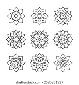 Indian Mandala line art design 