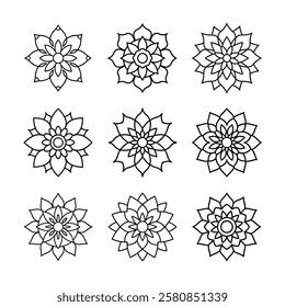 Indian Mandala line art design 