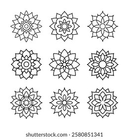 Indian Mandala line art design 