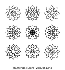 Indian Mandala line art design 