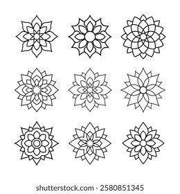 Indian Mandala line art design 