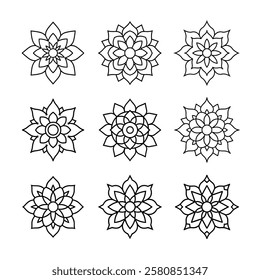 Indian Mandala line art design 