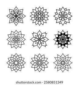 Indian Mandala line art design 