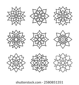 Indian Mandala line art design 