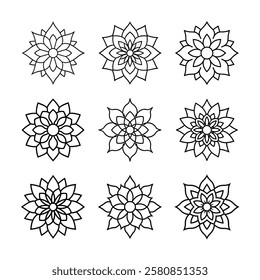 Indian Mandala line art design 