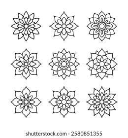 Indian Mandala line art design 