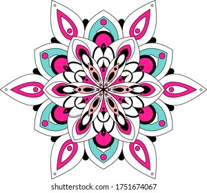 Indian mandala medallion pattern. Ethnic Mandala ornament. Vector Henna tattoo style. For textile, fabric, greeting card, coloring book, prints.