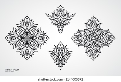 Indian mandala ornament. Vintage decorative elements. Islam, arabic, moroccan, turkish, ottoman, pakistan,  spain motifs.