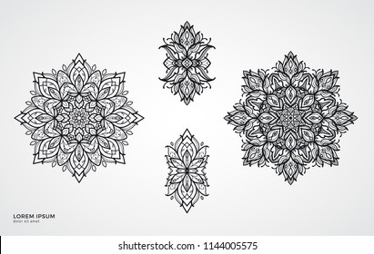 Indian mandala ornament. Vintage decorative elements. Islam, arabic, moroccan, turkish, ottoman, pakistan,  spain motifs.