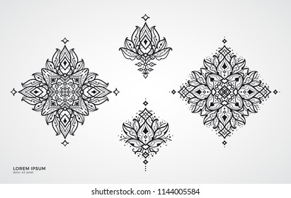 Indian mandala ornament. Vintage decorative elements. Islam, arabic, moroccan, turkish, ottoman, pakistan,  spain motifs.