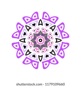 Indian mandala or simple snowflake icon isolated on white background. Snow flake element for Christmas winter design and New Year decoration. Refrigerator vector symbols or logo