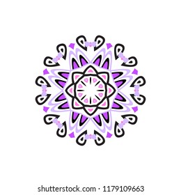 Indian mandala or simple snowflake icon isolated on white background. Snow flake element for Christmas winter design and New Year decoration. Refrigerator vector symbols or logo