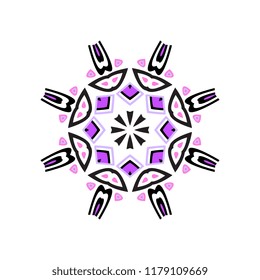 Indian mandala or simple snowflake icon isolated on white background. Snow flake element for Christmas winter design and New Year decoration. Refrigerator vector symbols or logo