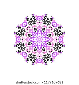 Indian mandala or simple snowflake icon isolated on white background. Snow flake element for Christmas winter design and New Year decoration. Refrigerator vector symbols or logo