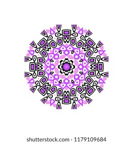 Indian mandala or simple snowflake icon isolated on white background. Snow flake element for Christmas winter design and New Year decoration. Refrigerator vector symbols or logo