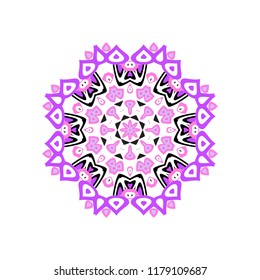 Indian mandala or simple snowflake icon isolated on white background. Snow flake element for Christmas winter design and New Year decoration. Refrigerator vector symbols or logo