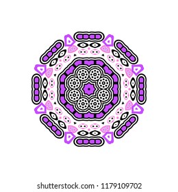 Indian mandala or simple snowflake icon isolated on white background. Snow flake element for Christmas winter design and New Year decoration. Refrigerator vector symbols or logo