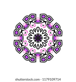 Indian mandala or simple snowflake icon isolated on white background. Snow flake element for Christmas winter design and New Year decoration. Refrigerator vector symbols or logo