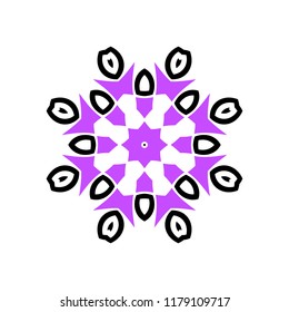 Indian mandala or simple snowflake icon isolated on white background. Snow flake element for Christmas winter design and New Year decoration. Refrigerator vector symbols or logo