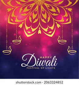 indian mandala style happy diwali card design