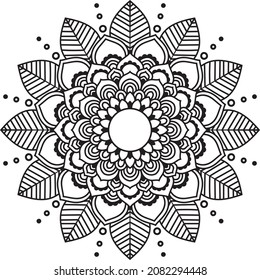 Indian Mandala Vector Illustration, Hand Drawn background, For Printing Or Fabric Design Or Coloring book. 