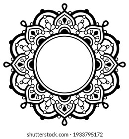 Indian Mandala vector pattenr, geometric black design perfect for greeting card or wedding invitation. Bohemian cool mandala art decoration, monochrome symmetric background - yoga, Zen, mindfulness 