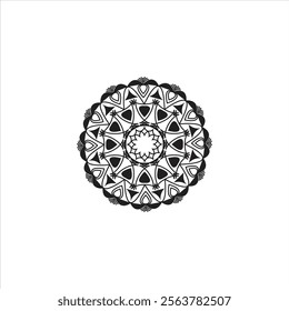 Indian Mandala vector pattern, geometric black design perfect for greeting card or wedding invitation.