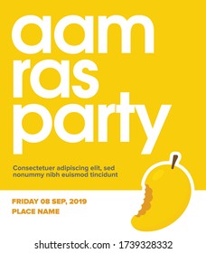 Indian mango party. Aam Ras Party Template. Indian Aam Ras. Vector illustration of mango. Mango bite.