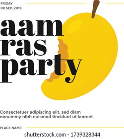 Indian mango party. Aam Ras Party Template. Indian Aam Ras. Vector illustration of mango. Mango bite.