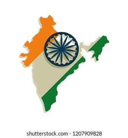 indian map with flag landmark