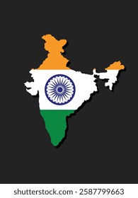 Indian Map Flag with regional states vector illustration background. Detailed map of India with States administrative divisions. Political India map vector illustration.