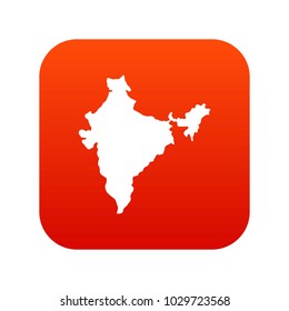Indian map icon digital red for any design isolated on white vector illustration