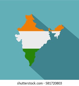Indian map icon. Flat illustration of indian map vector icon for web