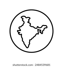 Indian Map Icon for Geographic Representation, Travel Guides, and Cultural Information Graphics
