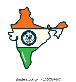 Indian map line and fill style icon design, India culture travel and asia theme Vector illustration