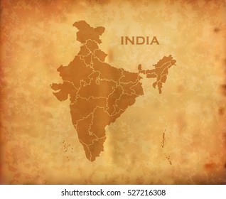 Indian Map on Vintage Grunge Background
