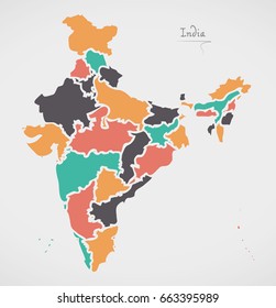 Indian Map Regions Modern Round Shapes Stock Vector (Royalty Free ...