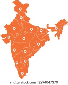 Indian map With states and location 