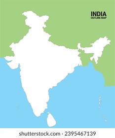 Indian Map vector illustration, india map vector drawing, india outline map, outline map of india,  simple drawing