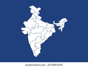 Indian Map Vector map of Indian states, India vector illustration, vector drawing, India states and union territories map, outline map vector, states and union territories of India