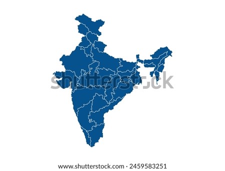 Indian Map Vector map of Indian states, India vector illustration, vector drawing, India states and union territories map, outline map vector, states and union territories of India