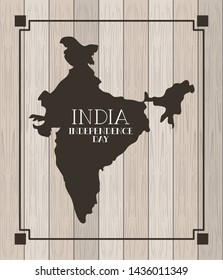 indian map with wooden background independence day