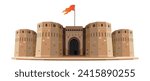 indian maratha fort with flag vector