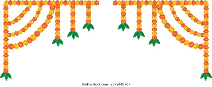 huerta marina india, diseño toran, vector de agrupación de flores