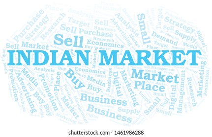 Indian Market word cloud. Vector made with text only