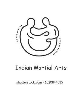 Indian martial arts line icon. Fighting sport. Self-defense. Taekwondo, Karate, Jujutsu, Aikido and more. Indian culture, traditions and customs. Isolated vector illustration. Editable stroke 
