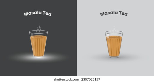 Indian Masala Tea auf zwei Hintergründen.
Schneiden Sie in einem Glas. Vektorgrafik